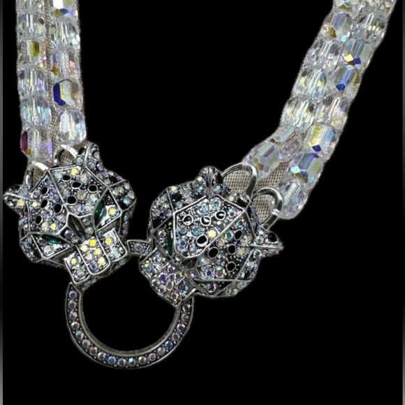 NWT 💎🐆💎 Eye Candy Panther Clear Crystal Bead Necklace - Picture 9 of 12